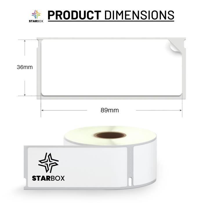 STAR BOX LOT de 10 Rouleaux étiquettes Compatibles DYMO 99012 36mm x 89mm  260 étiquettes Adhésives Labelwriter