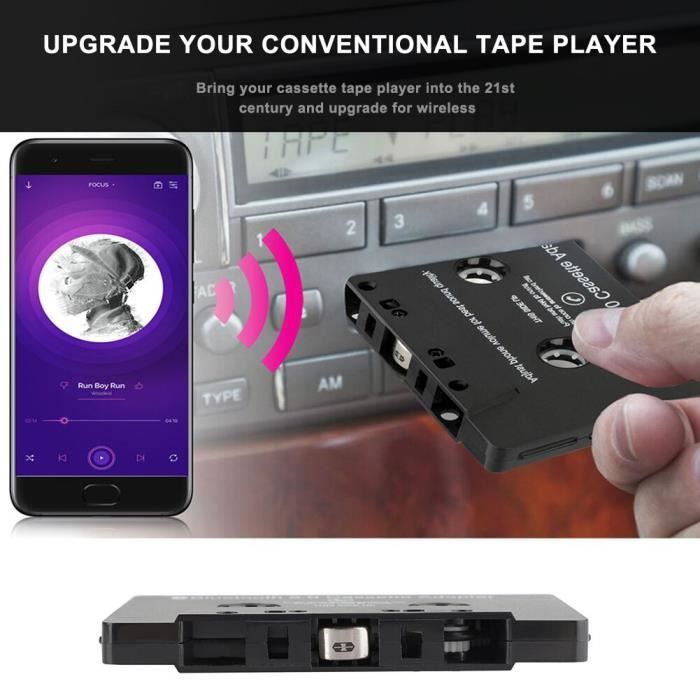 Amdohai Adaptateur Cassette BT pour Voiture avec Cassette Audio Sans Fil  Stéréo vers Adaptateur Audio pour Smartphone Convertisseur de Bande Audio 
