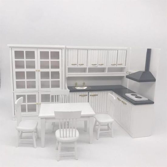 Cuisine de maison de poupée Cuisine miniature à l'échelle 1:12 Blanc  Meubles de salle à manger et de cuisine miniatures -  France