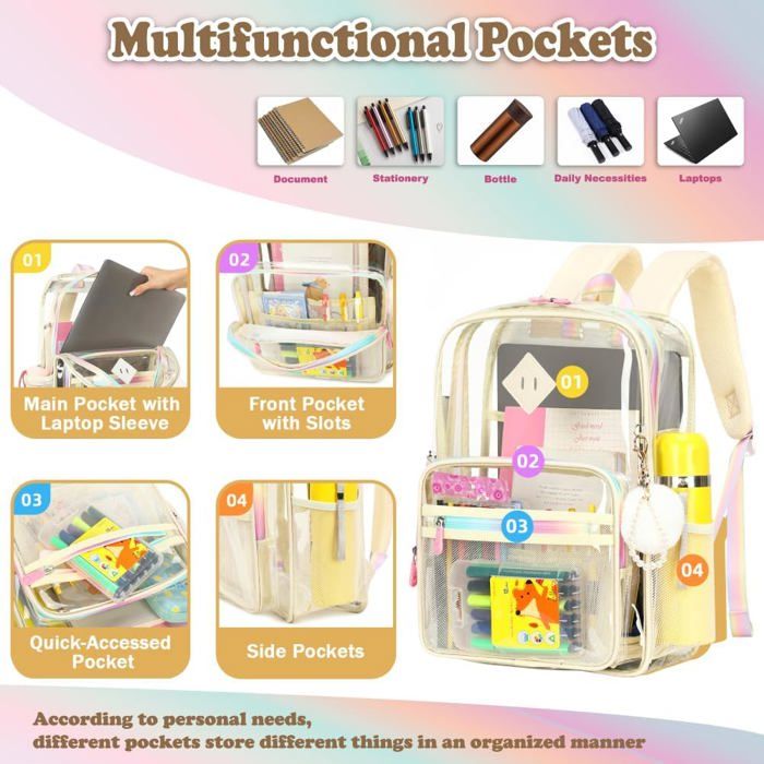 Lot De 3 Sacs Transparents Gym - Cordon Serrage - Imperméable