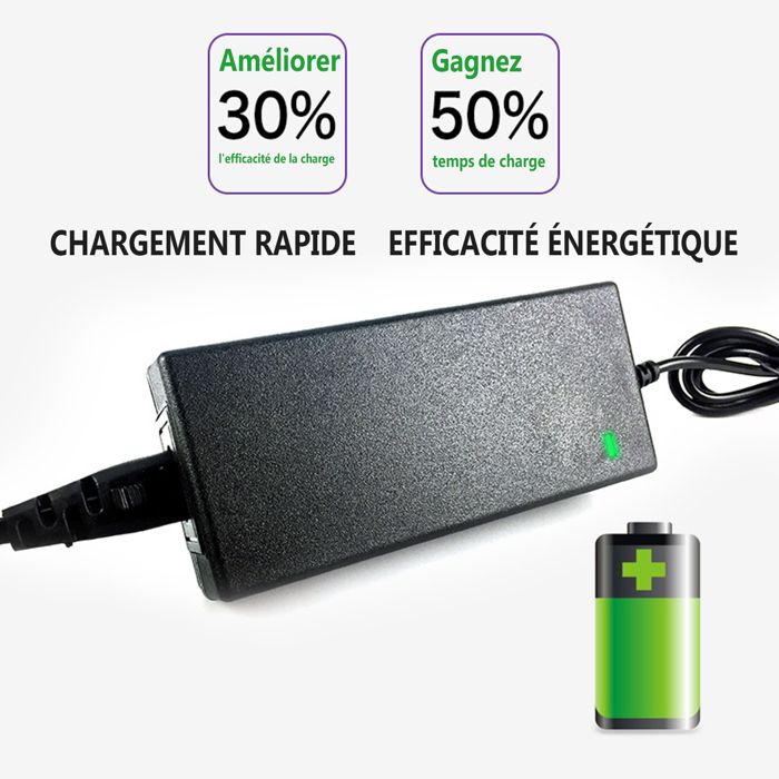 Chargeur Trotinette Électrique 42V 2A – Portable, Sécurisé, Cordon 180 Cm (Prise US/EU)