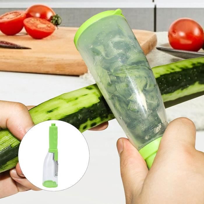 Éplucheur Légumes Avec Récipient De Rangement – 3 Lames Interchangeables (dure, Douce, Julienne) – Passe Lave-vaisselle, Sans BPA