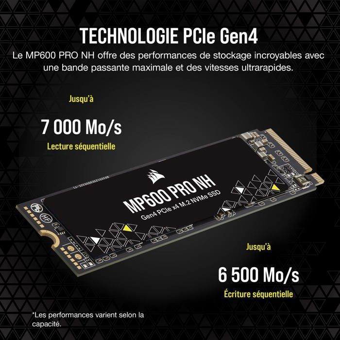 Corsair MP600 Pro NH SSD 4 To M.2 NVMe PCIe4 x4