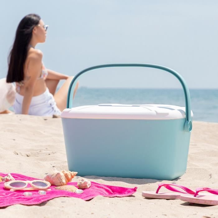 Glacière 20 Litres Avec Porte-gobelets – Bleu Clair, Poignée De Transport – Conservation Jusqu’à 10h – Idéale Pique-nique, Camping, Plage, Jardin - 9