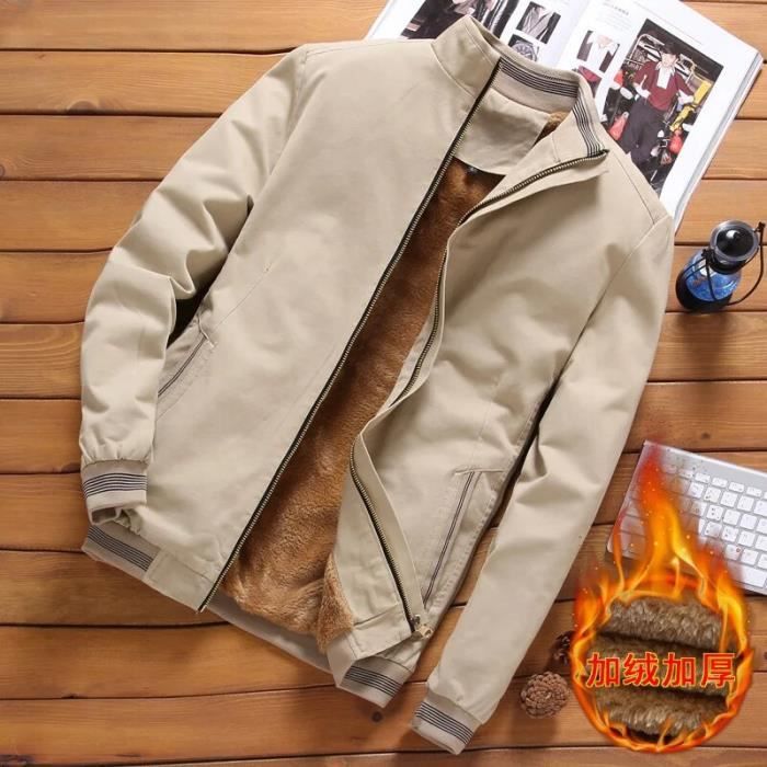 Veste Hiver Homme 2025 En Cuir Synthétique - Col Montant, Fermeture éclair, Style Motard, Coupe Régulière