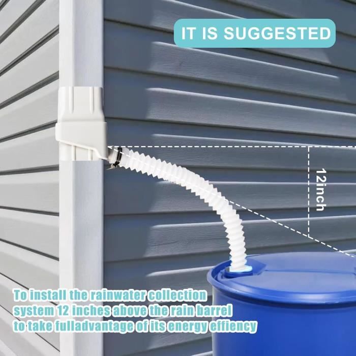 Kit Collecteur D'eau De Pluie Avec Déviateur – Tuyau 80 Cm – Pour Descente Standard – Installation Facile En 5 Min