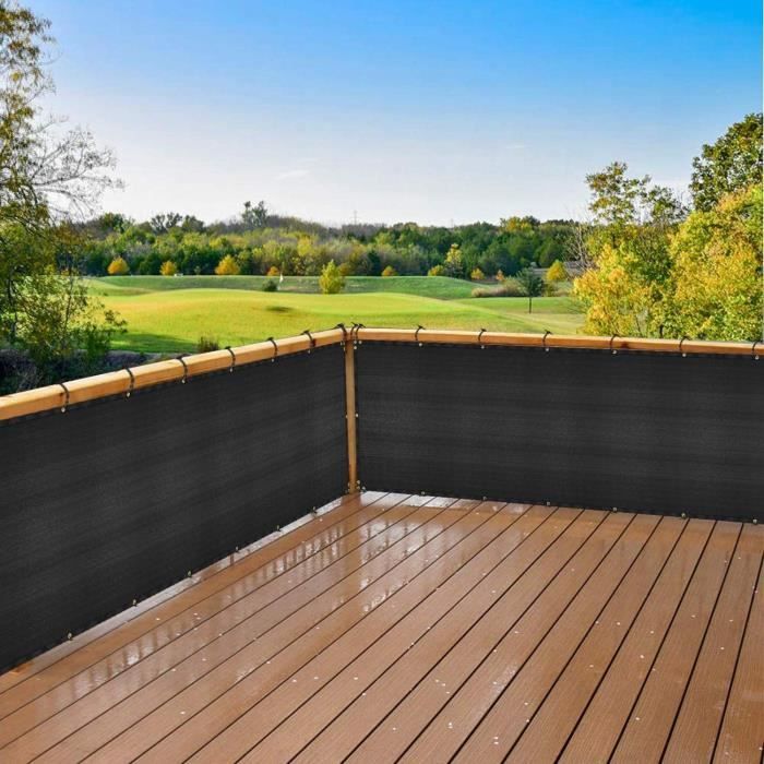 Brise-vue Balcon 35x300cm - Protection UV - Filet Ombrage - Crème - Avec Attaches