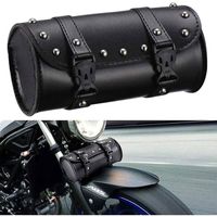 Sacoche Outils Moto Ronde En Cuir – Sac Universel Étanché Pour Fourche, Cadre Ou Selle, Style Punk Motard