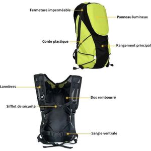 ORNII Sac à Dos LED Réfléchissant Clignotant Jaune - Télécommande sans ORNII Sac à Dos LED Réfléchissant Clignotant Jaune - Télécommande sans