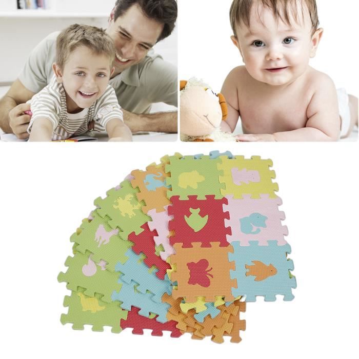 Tapis De Jeu En Mousse Imperméable Humbi – Puzzle Sol City Streets 9 Carreaux – Multicolore Vert/Gris – Dès 3 Ans – EVA Sécurisé