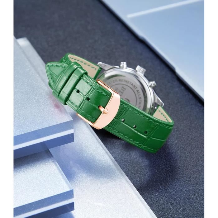Bracelet montre crocodile vert deals