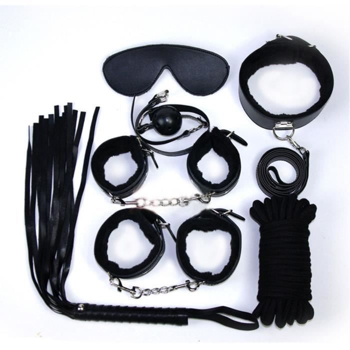 Produits de sexe BDSM Bondage Set Fétiche En Cuir Jeux Adultes Sex Toys  pour Couples Slave Game SM Produit Black 7pcs