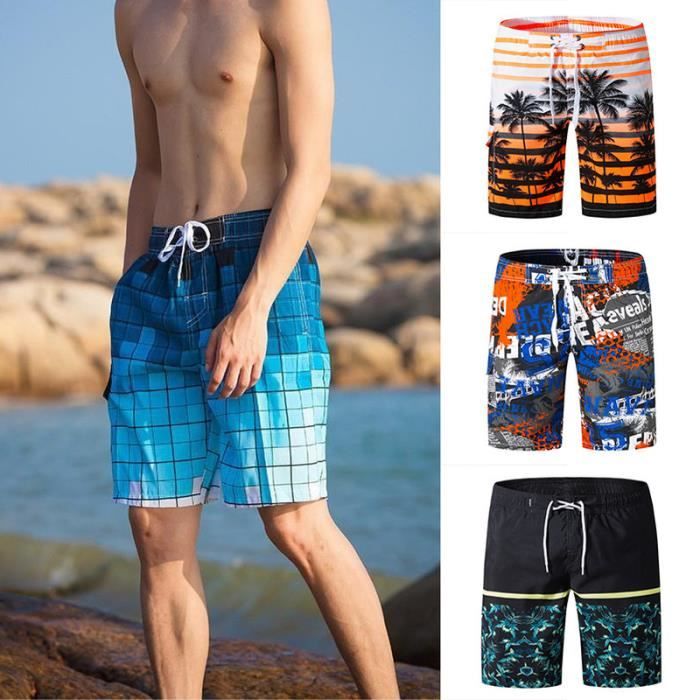 Short de marche décontracté pour homme Short de plage à séchage rapide avec  cordon de serrage Taille : asiatique 3XL 