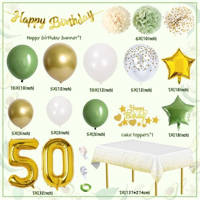 50 Ballons Vert Sapin Ø13cm pour l'anniversaire de votre enfant