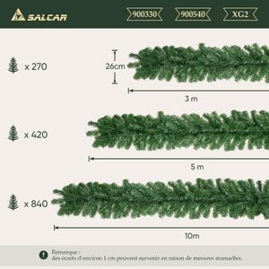 Lot De 5 Guirlandes De Sapin Artificiel Vert - 10 Mètres Chacune - Déco Noël Intérieur/Extérieur - Branches Denses Et Réalistes