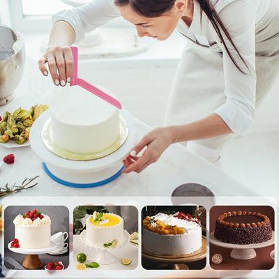 Toivize Kit Lisseur Gâteau 13 Pièces Rose - Spatules Réglables Pour Pâtisserie Et Décoration