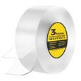 3 m Ruban Adhésif Double Face Extra Fort Transparent, Double Face Puissant (20mm x 3m) Double Sided Nano Tape Fin Pastille Double Fa-0