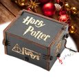 MEIHE Boîte à musique à manivelle en bois mécanique Noir Harry Potter-0