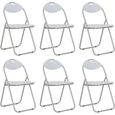 Lot de 6 chaises de salle à manger pliantes - Décor Magnifique - Style contemporain - Blanc Similicuir-0