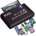 Lecteur de cartes mémoires tout en un : USB 2.0 Mini SD, MMC Mobile, SDHC, M2, TF, XD, CF Noir-0