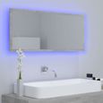 Miroir à LED de salle de bain VINGVO - Gris béton - 100 cm - RVB - Aggloméré, Acrylique-0