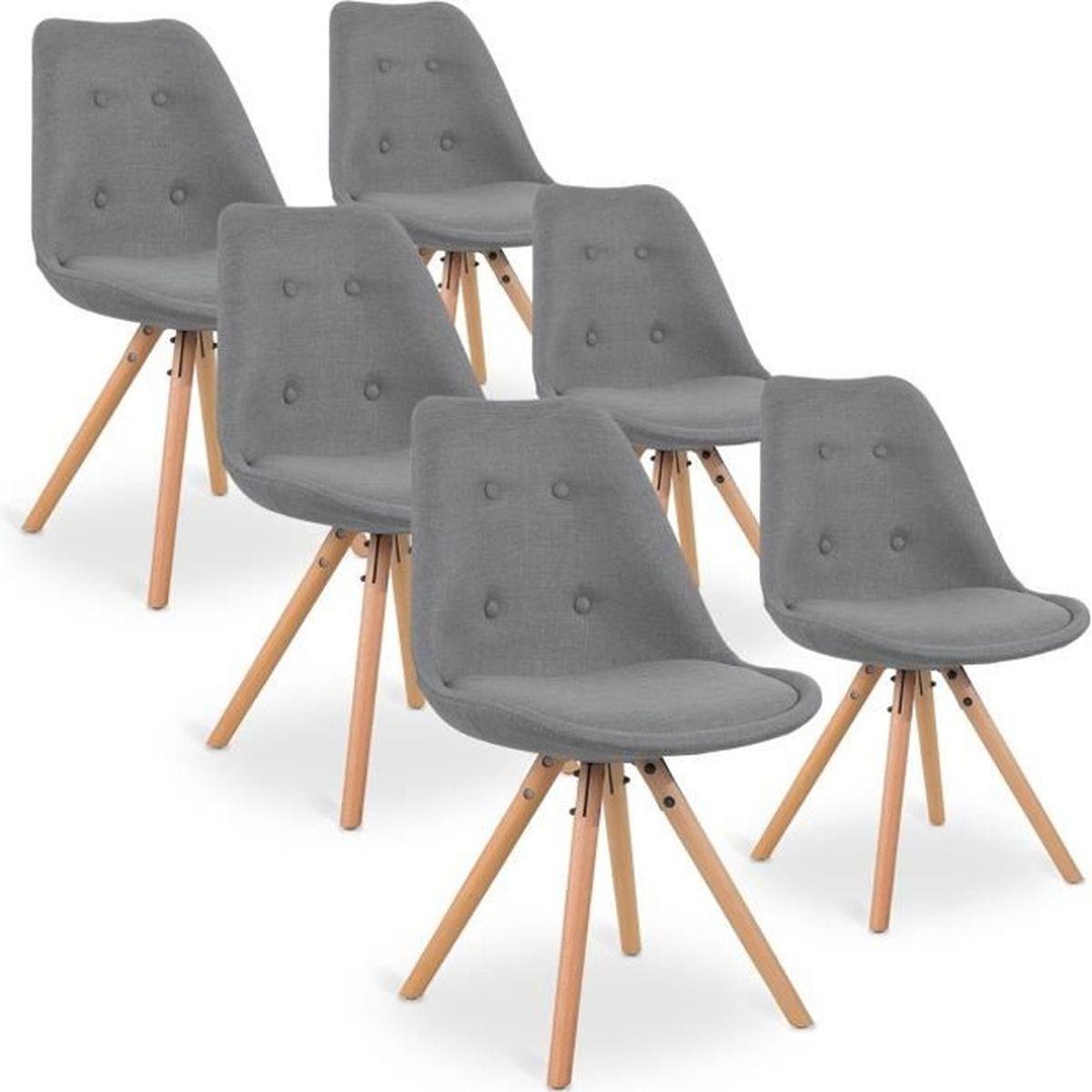 Lot de 6 chaises scandinaves Frida tissu Gris  Cdiscount Maison