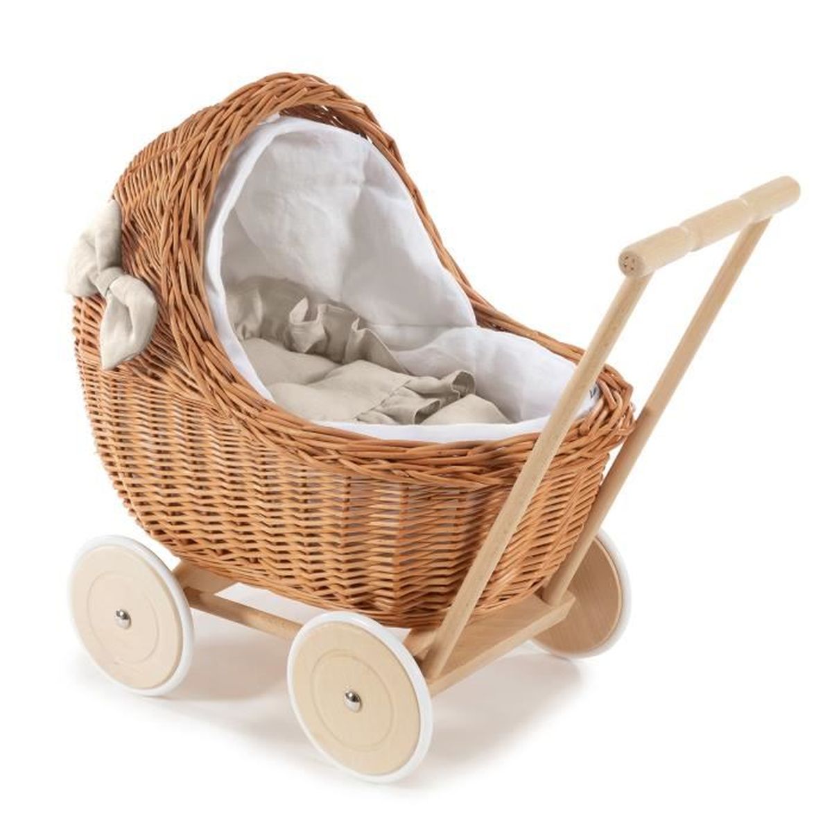 Landau De Poupee En Osier Desayer Avec Literie En Lin Jouets En Osier Jouets Naturels Pour Enfants Cdiscount Jeux Jouets