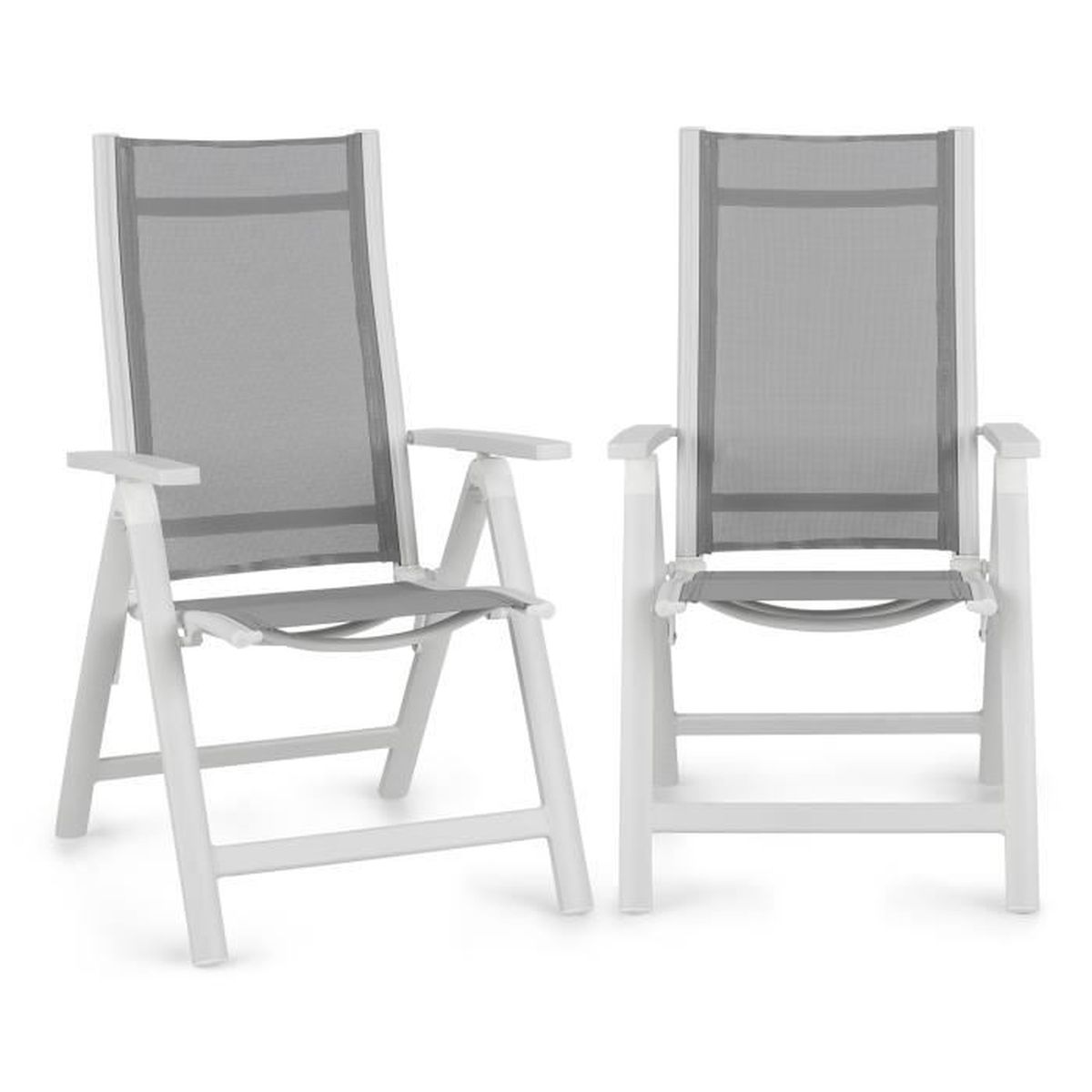 Lot de Aluminium Chaises de Jardin Pliante Fauteuil Inclinable Siège Confortable