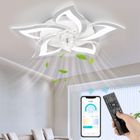 NACATIN Ventilateur de plafond à LED 6 Vitesse Fan Silencieux avec Dimmable Eclairage 3 Couleurs 9005 -Blanc