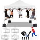 LUCKZON Tonnelle Pop-Up 3x3m Barnum Pliante de Jardin à Hauteur réglable avec 4 Parois - Blanc