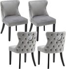 WAHSON OFFICE CHAIRS Wahson Chaise de Salle à Manger Lot de 4 Chaise Salle à Manger, Chaise de Cuisine avec Pieds en Bois Pour Restaurant, Velours, Gris