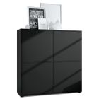 Vladon Highboard Cuba V2 104 x 105,5 x 35,5 cm Buffet haut à 8 compartiments, caisson en noir mat - façades en Noir mat