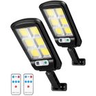 Stillcool®2pcs LED solaire PIR lampadaire 6 COB 3 Modes Éclairage de Garage Détecteur de mouvement sécurité étanche Jardin Chemin