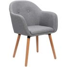 WOLTU Chaise de Salle à Manger en Lin et Bois Massif, Fauteuil de Cuisine avec dossier,Gris Clair