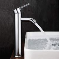 Robinet avec mitigeur de lavabo haut pour lavabo ou lavabo de salle de bain (gris argenté)-MCJ