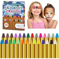 28 Couleurs Peinture Corporelle pour Enfants, Kit de Peinture Visage, Crayons Maquillage Lavable, Peinture Crayons Non Toxique