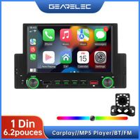 GEARELEC Autoradio 6.2 pouces CarPlay Android Auto Stéréo Bluetooth MP5 Lecteur multimédia Récepteur radio FM avec Caméra de Recul