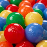 KiddyMoon 200-6Cm Balles Colorées Plastique Pour Piscine Enfant Bébé Fabriqué En EU, Jaune-Vert-Bleu-Rouge-Orange