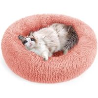 Rabbitgoo Panier pour chat/chien Rond en Peluche pour et Confortable Lavable-50cm-Rose