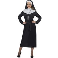 Déguisement religieuse adulte - SMIFFY'S - Robe, ceinture, chapeau - Noir et blanc