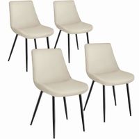 TECTAKE Lot de 4 chaises MONROE Rembourrées aspect velours pieds en Acier noir et assise Ergonomique - Crème
