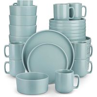 vancasso SNEFNUG, Service de Vaisselle 32 pièces, avec Assiettes à Gâteau, Assiettes Plates, Tasses à café et Bols - Bleu et vert