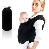 Écharpe de Portage Porte-Bébé Multifonctionnel Pour Nouveau-nés et Bébés Coton Elastique Sans Nœud Jusqu'à 15kg - Noir