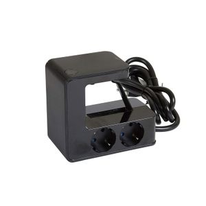 MULTIPRISE Noir , Multiprise 4 prises (3680 W/16 A) avec 2 ports de charge USB (5 V/3,4 A), cable de raccordement de 1,5 m rotatif à 90°, avec