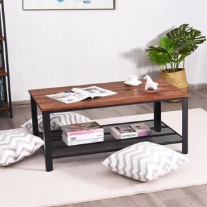 TABLE BASSE COSTWAY Table Basse Style Industriel avec 2 Niveau