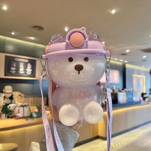 GOURDE with stickers - Violet - 1 litre ours gourde d’eau pour enfant Bouteille d'eau 1l pour filles, articles de li