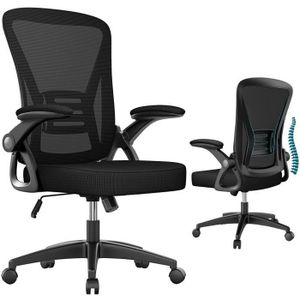 Fauteuil de bureau avec accoudoir rabattable chaise de bureau en toile  siège pivotant à 360° support lombaire réglable g