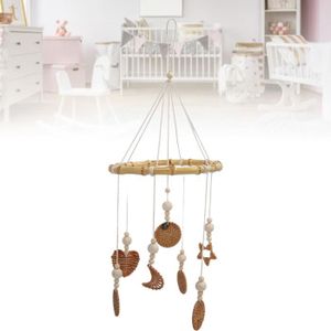CARILLON À VENT FYDUN Carillon de vent de bébé Mobile Carillon éolien pour bébé avec Lune, étoile et Cœurs, Vigne et Bois de puericulture lit