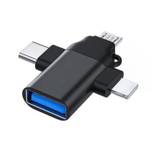 CÂBLE INFORMATIQUE Adaptateur USB C OTG,3 en 1 Micro USB/IP/USB-C ver