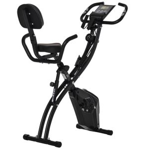 VÉLO D'APPARTEMENT Vélo d'appartement pliant grand confort dossier selle réglable poignées ergonomiques écran LCD suspensions support tablette